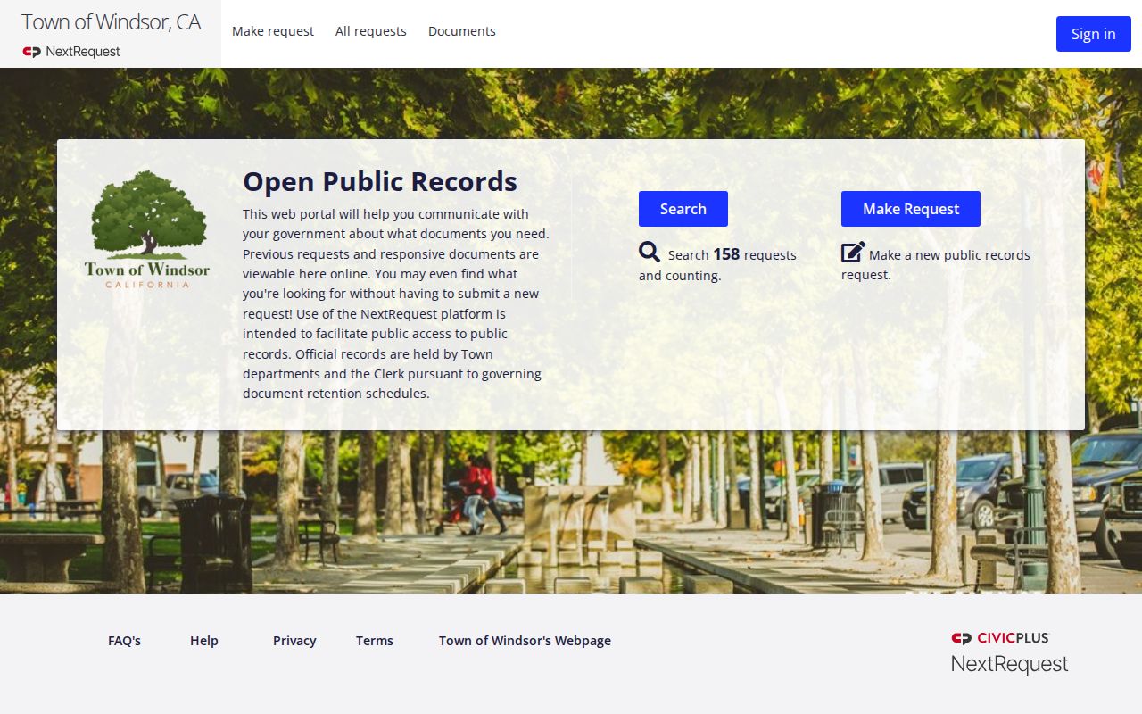 Windsor people search through the NextRequest records portal
