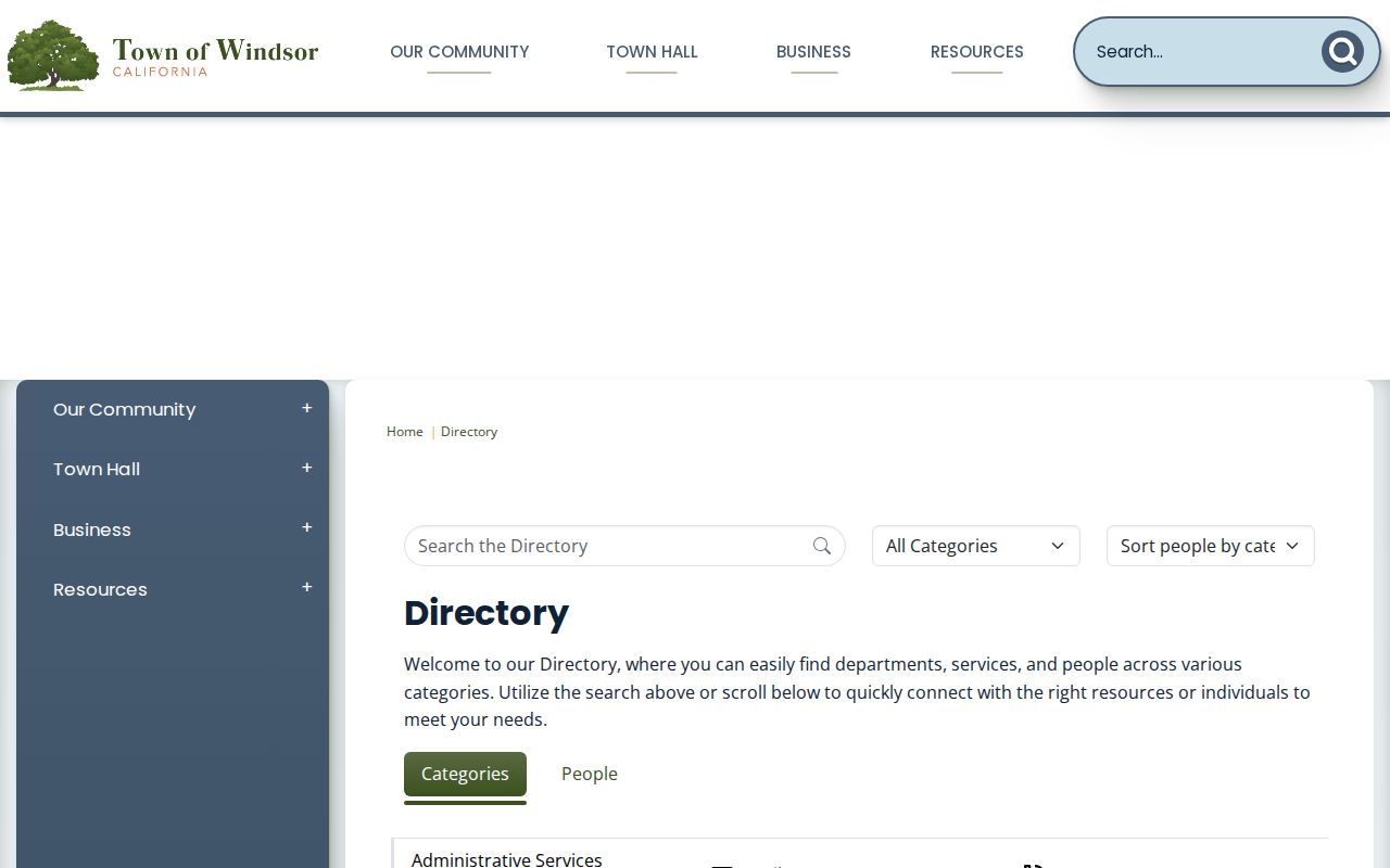 Windsor people directories staff search with category and people controls